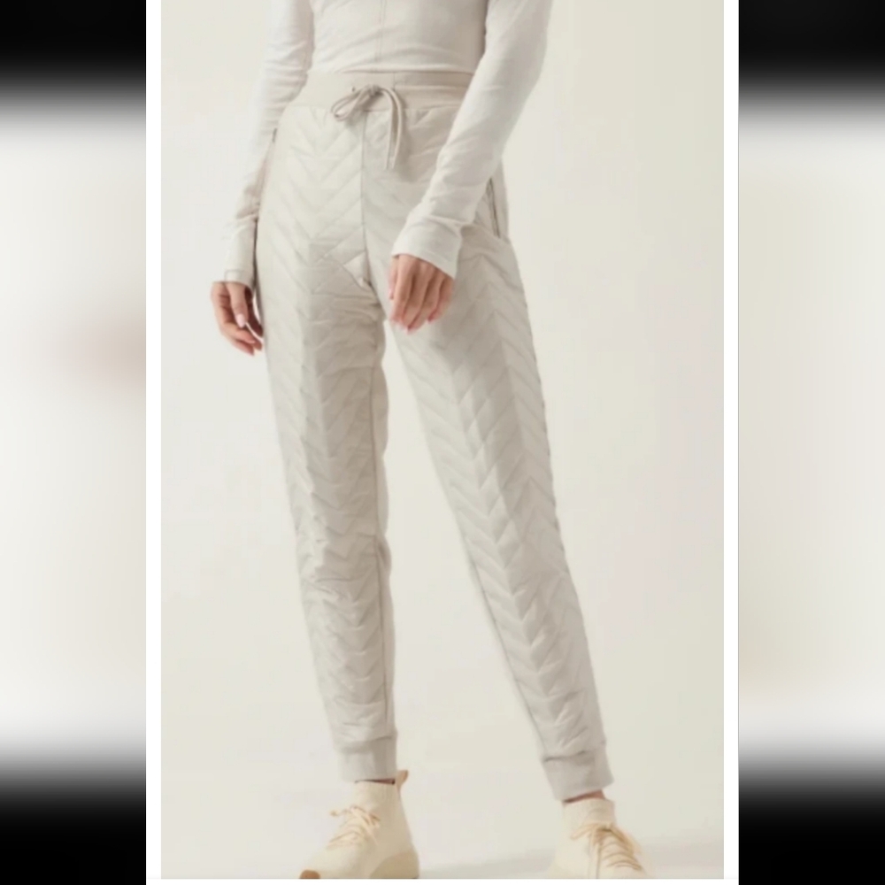 Athleta Light Beige Quilted Joggers